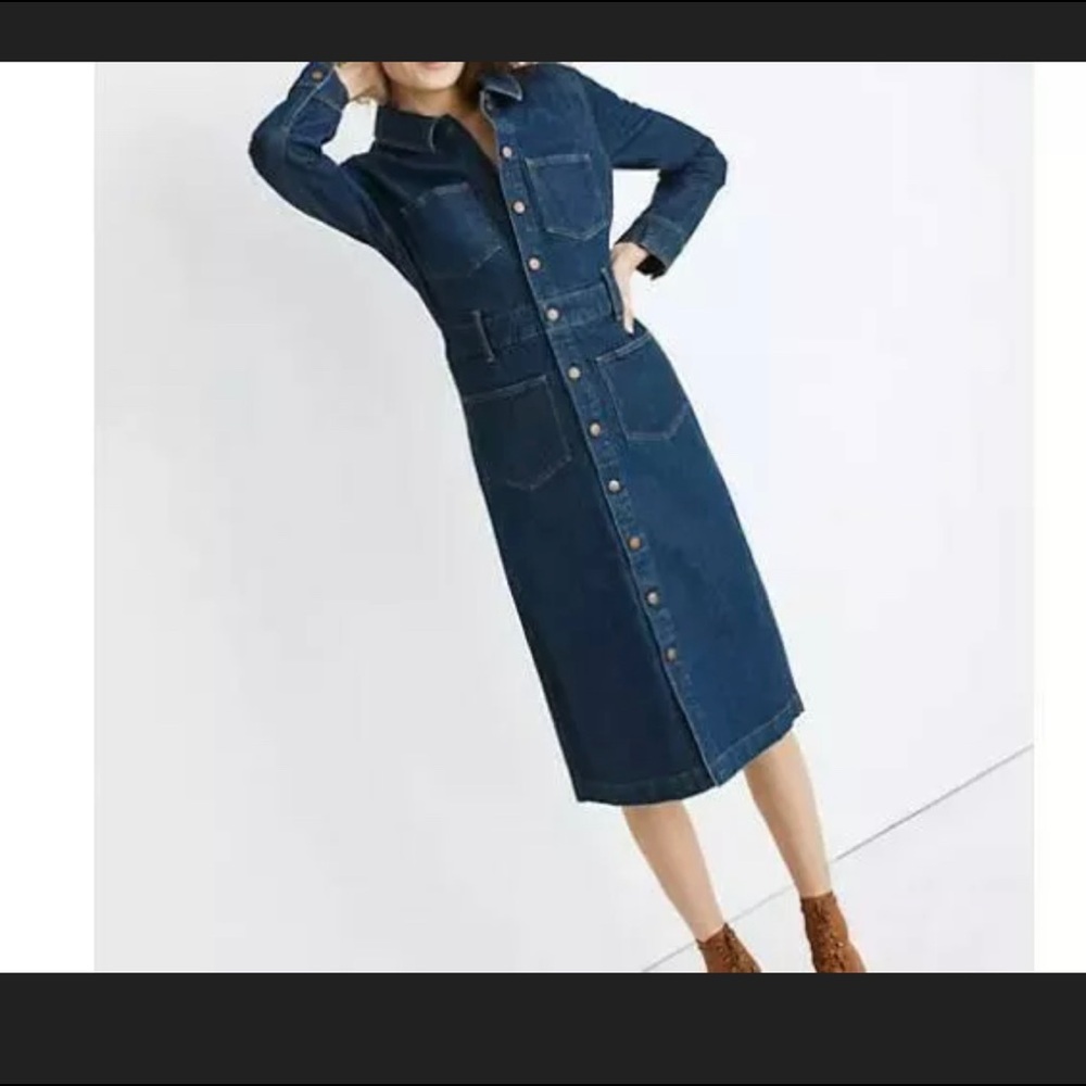 New madewell denim midi shirt dress